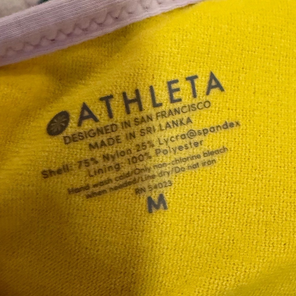 Athleta Bikini Top Yellow Purple Medium Strappy Back Athletic Swim Beachwear - Picture 3 of 3